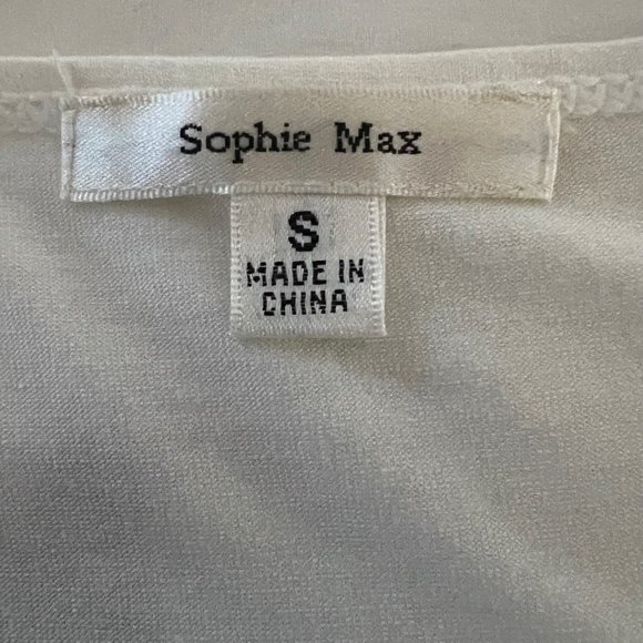 NWOT Sophie Max White Balloon tank with Black floral embroidery Size S - Picture 6 of 8